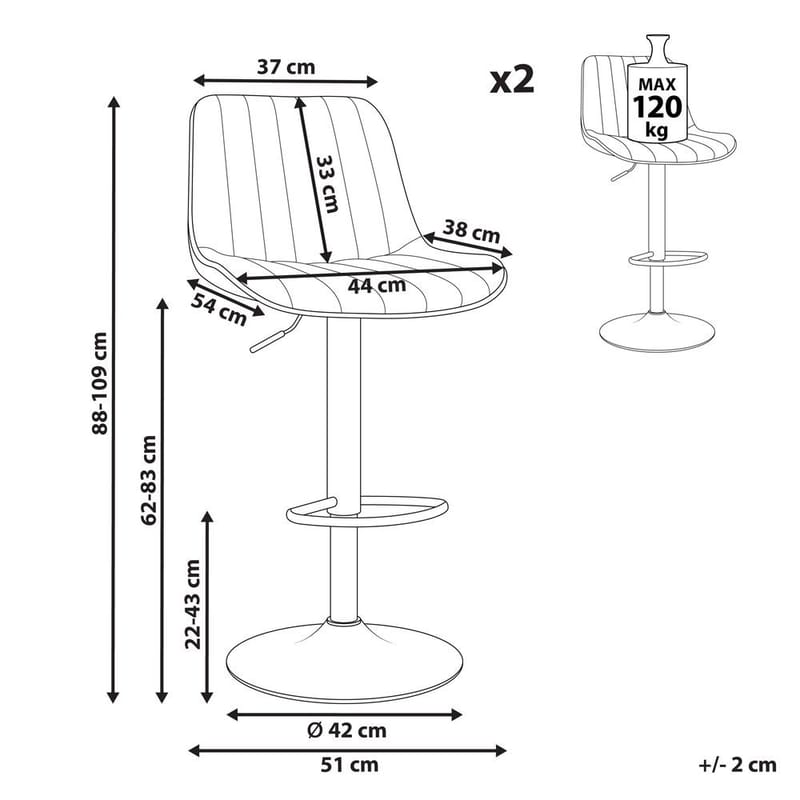 Svingbar krakk Dubrovnik 2-pakning - Møbler - Stoler - Barstol