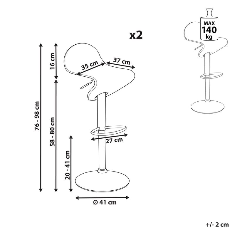 Svingbar krakk Liverpool 2-pakning - Møbler - Stoler - Barstol