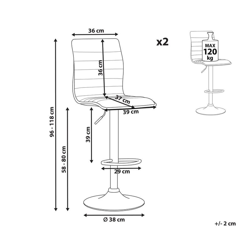 Svingbar krakk Lucerne 2-pakning - Brun, Svart - Møbler - Stoler - Barstol