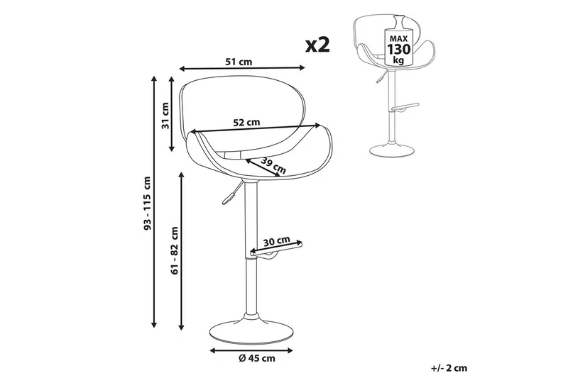 Svingbar stol Rotterdam II sett med 2 - Møbler - Stoler - Barstol