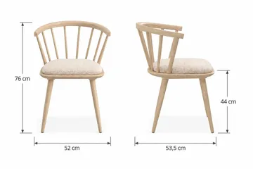 Tyrö Spisestol & Kjøkkenstol i Tre med Hvitlasert Eikeutseende med Pute - Lys Beige - Møbler - Stoler - Spisestuestoler & kjøkkenstoler
