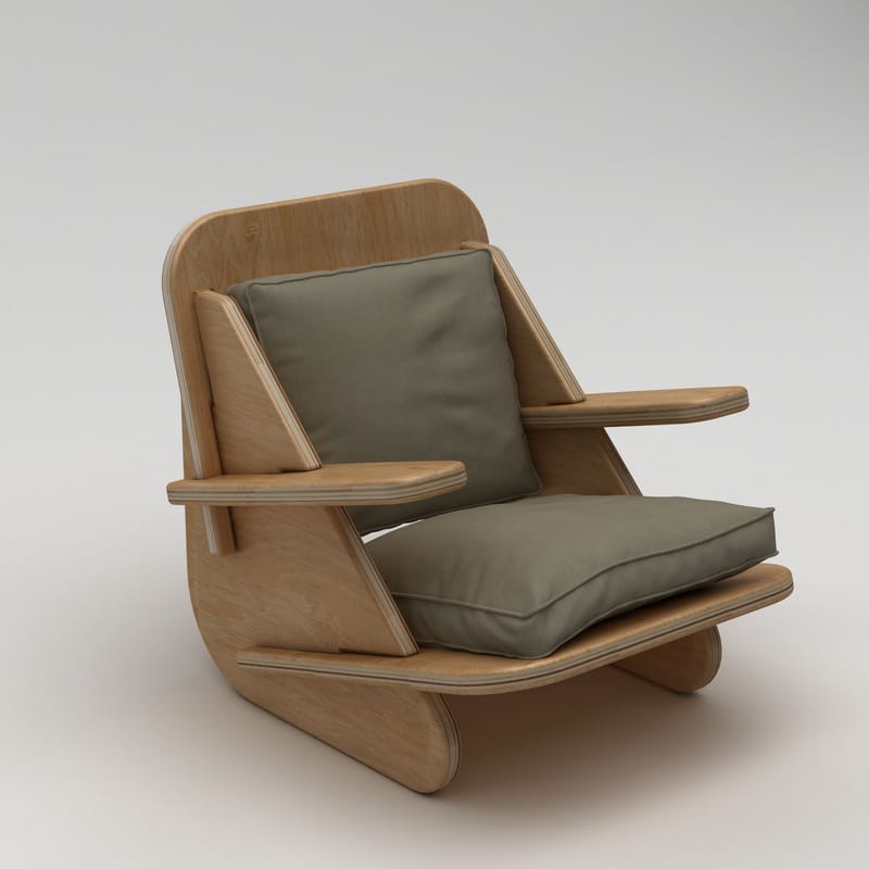 Vatira Ørelappstol - Naturlig tre og khaki - Møbler - Stoler - Lenestoler