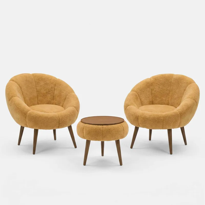 Wing Chair & Coffee Table Set (3 Pieces) Atelier Del Sofa