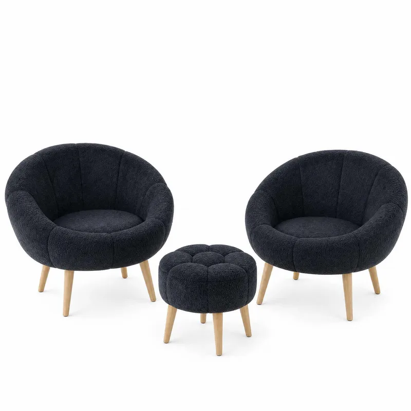 Wing Chair & Pouffe Set (3 Pieces) Atelier Del Sofa