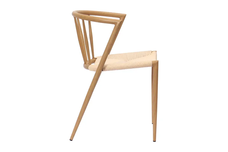 Winston Spisestol & Kjøkkenstol med Rottingutseende og Metallben med Eikeutseende - Beige - Møbler - Stoler - Spisestuestoler & kjøkkenstoler