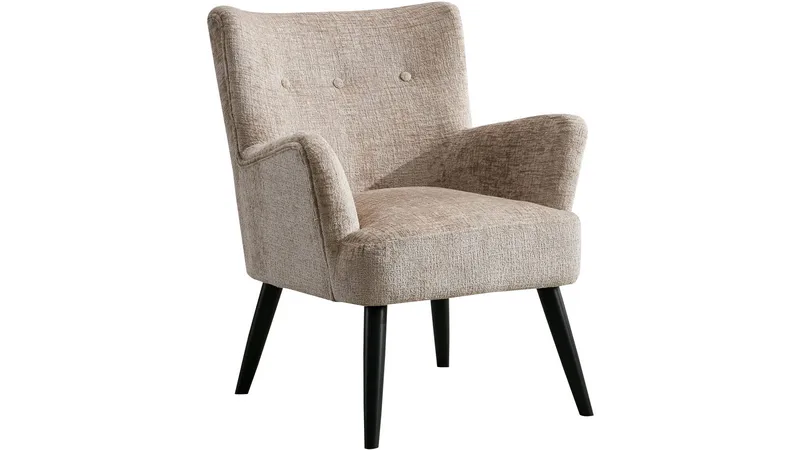 Zevani lenestol i bouclé, Biscuit Cream