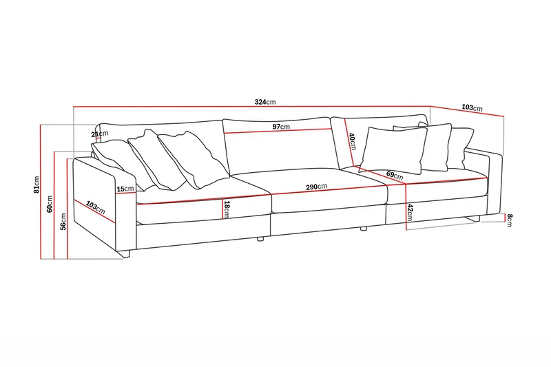 Valencia ekstra dyp 5-seters sofa - Brun - Møbler - Sofaer