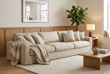 Valencia Ekstra dyp 5-seters sofa med avtakbart og vaskbart trekk - Beige - Møbler - Sofaer