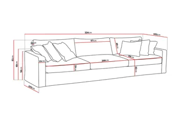 Valencia Ekstra dyp 5-seters sofa med avtakbart og vaskbart trekk - Beige - Møbler - Sofaer