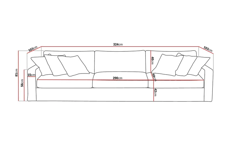 Valencia Ekstra dyp 5-seters sofa med avtakbart og vaskbart trekk - Beige - Møbler - Sofaer