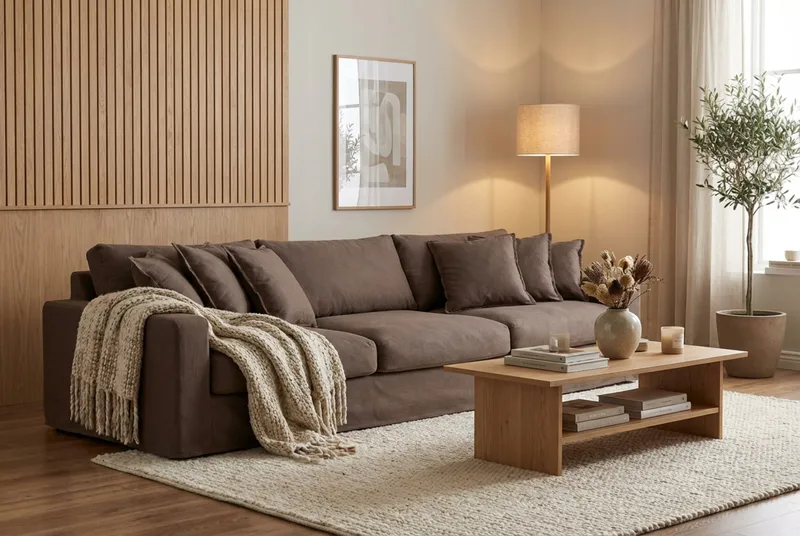 Valencia Ekstra dyp 5-seters sofa med avtakbart og vaskbart trekk - Mørkebrun - Møbler - Sofaer