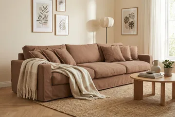 Valencia Ekstra dyp 5-seters sofa med avtakbart og vaskbart trekk - Rustbrun - Møbler - Sofaer