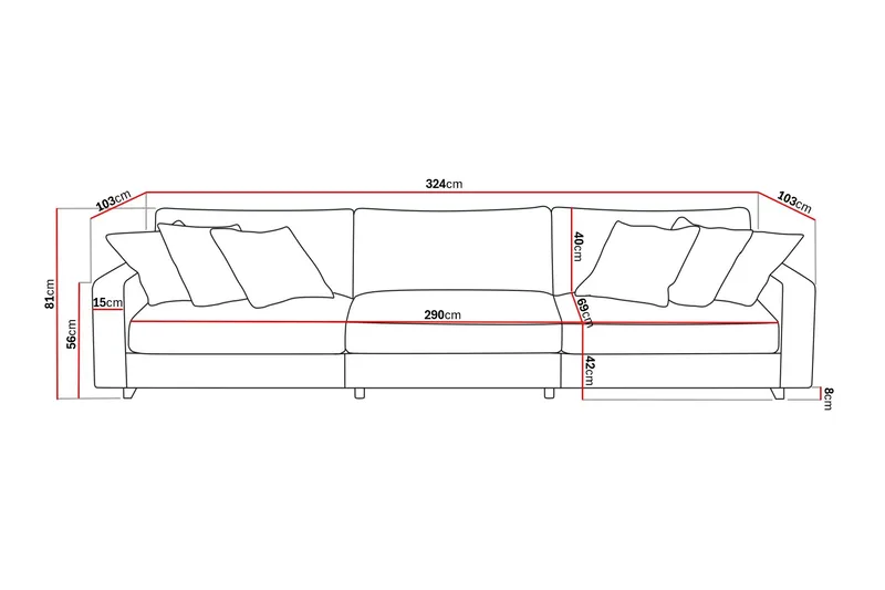Valencia ekstra dyp 5-seters sofa - Offwhite - Møbler - Sofaer