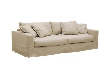 Valencia Extra Dyp 3-seters sofa + fotskammel med avtakbart og vaskbart trekk - Beige - Møbler - Sofaer