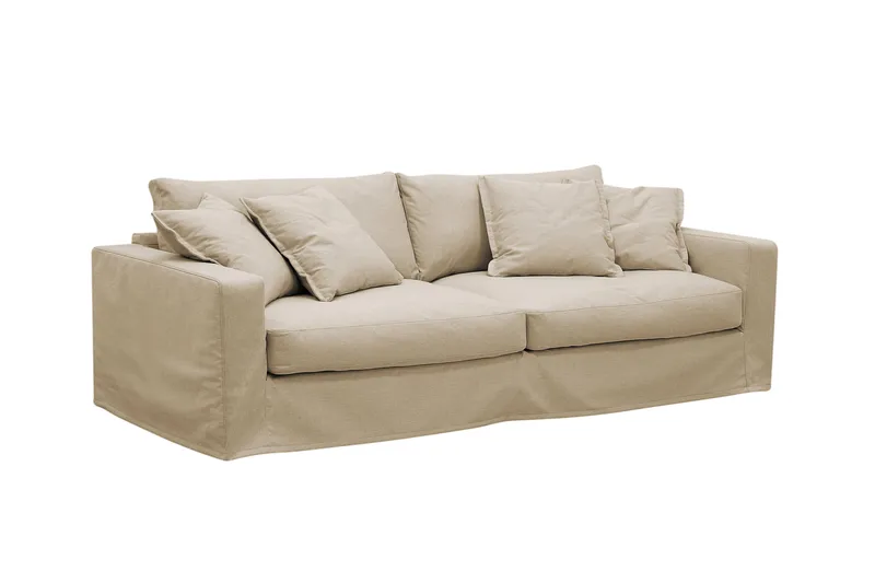 Valencia Extra Dyp 3-seters sofa + fotskammel med avtakbart og vaskbart trekk - Beige - Møbler - Sofaer
