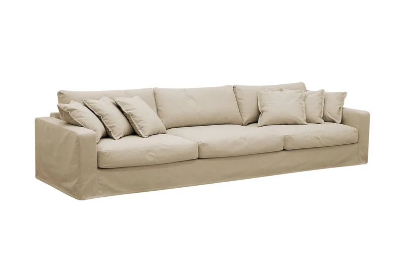 Valencia Extra Dyp 5-seters sofa + fotskammel med avtakbart og vaskbart trekk - Beige - Møbler - Sofaer