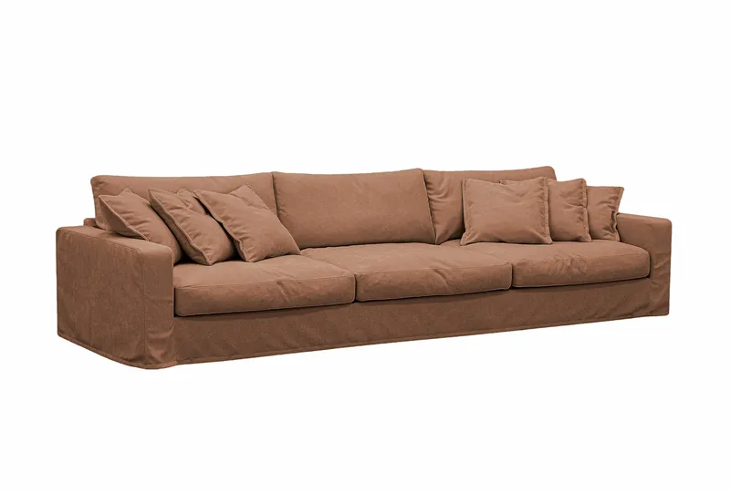 Valencia Extra Dyp 5-seters sofa + fotskammel med avtakbart og vaskbart trekk - Rustrødbrun - Møbler - Sofaer