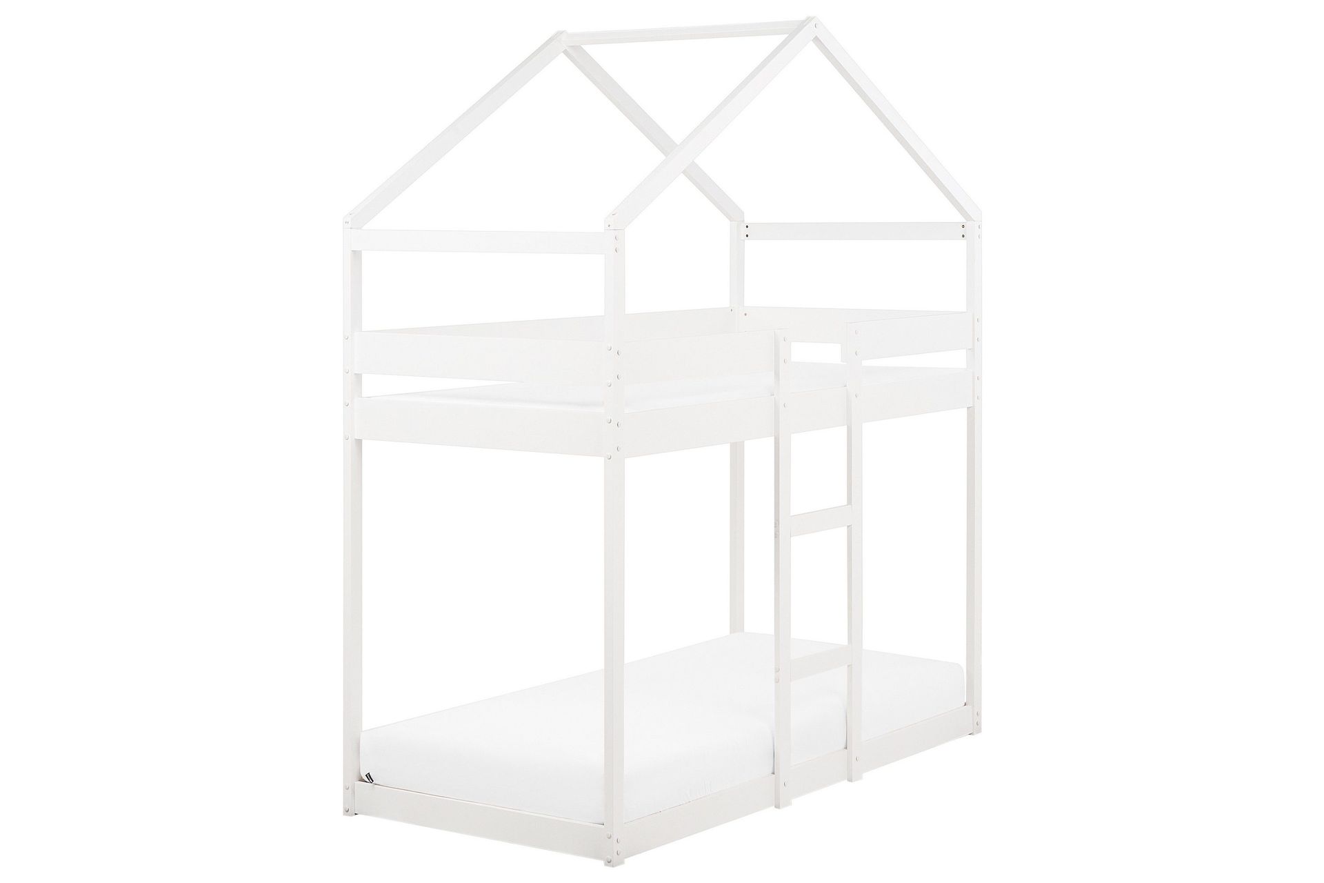 Køyeseng Hvit Tre Køyeseng Grå Furu 90 x 200 cm Høyseng Barn Soverom Stige Lameller