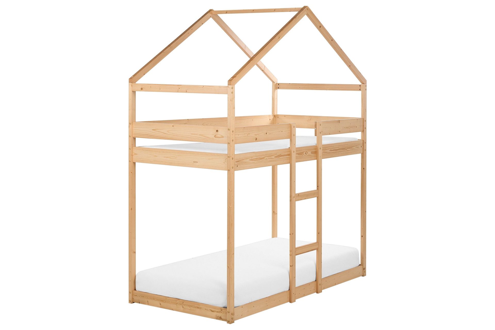 Køyeseng Lyst Tre Køyeseng Grå Furu 90 x 200 cm Høyseng Barn Soverom Stige Lameller