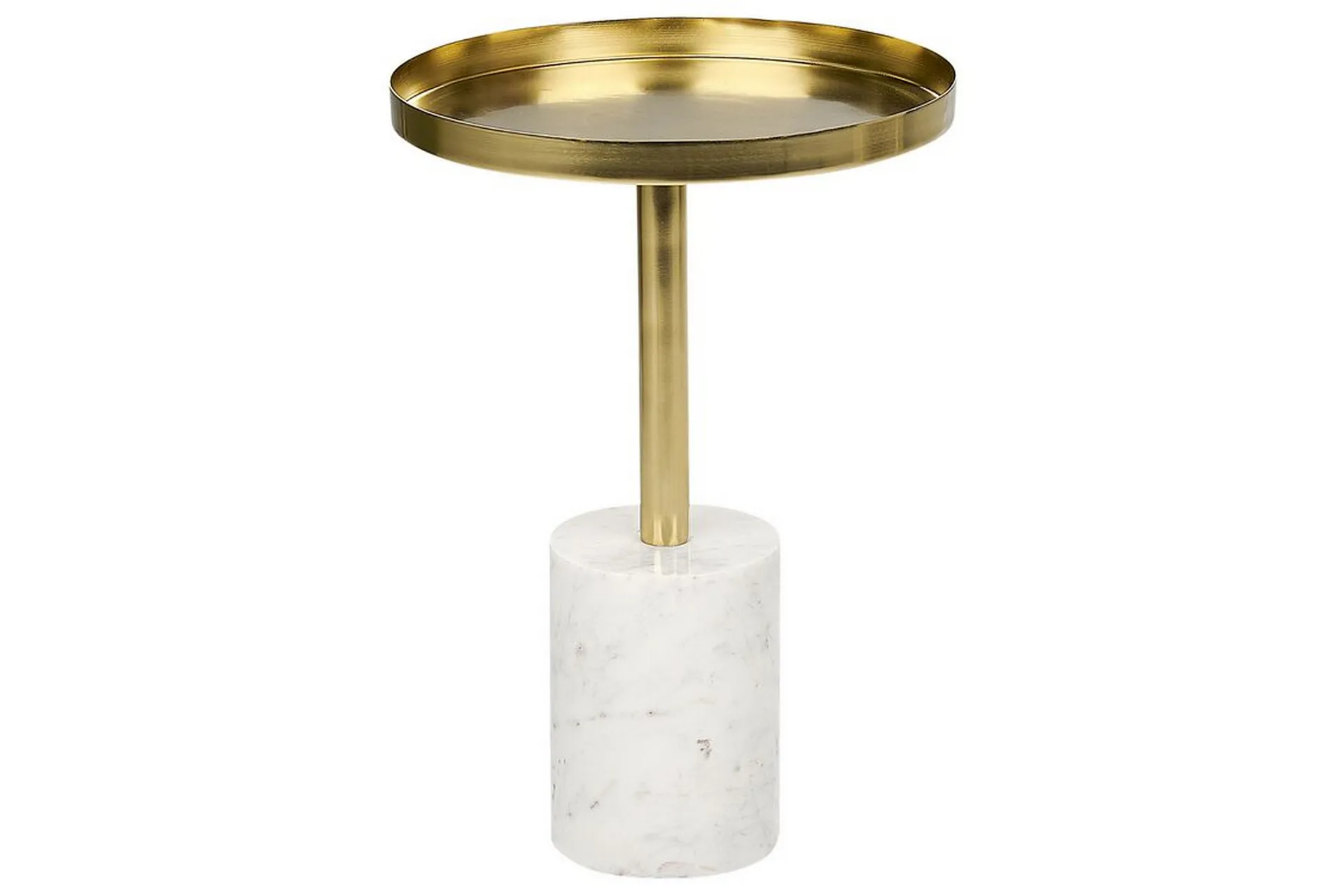 Sidebord Hvit Gull Metall 36 x 52 x 36 cm Marmorbase Rund og geometrisk form Moderne design Småbord