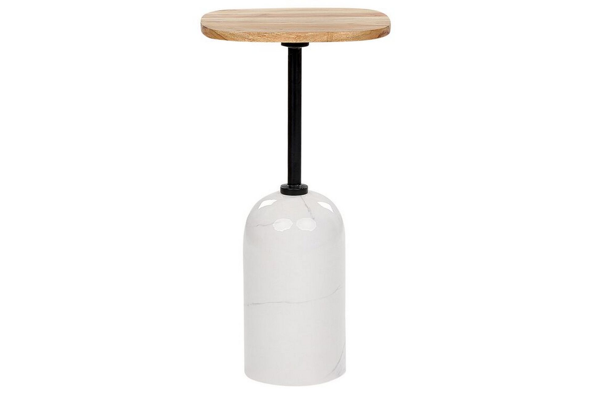 Sidebord Hvit Lyst tre Metall 30 x 59 x 30 cm Marmoreffekt Bordplate i akasietre Rund og geometrisk form Moderne design Småbord