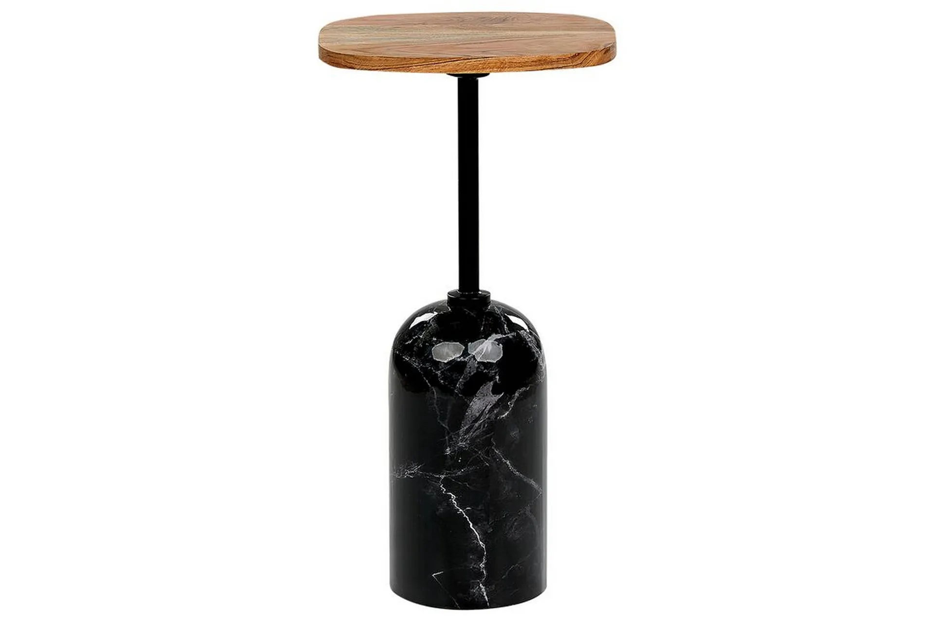 Sidebord Svart Lyst tre Metall 30 x 59 x 30 cm Marmoreffekt Bordplate i akasietre Rund og geometrisk form Moderne design Småbord