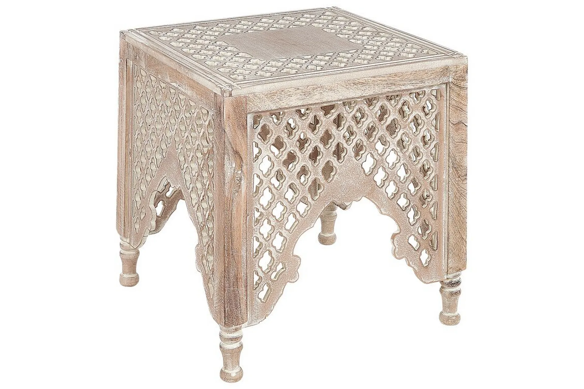 Sidebord Lys Tre Natur Mangotre Dekorativt kaffebord Små stuemøbler Orientalsk design