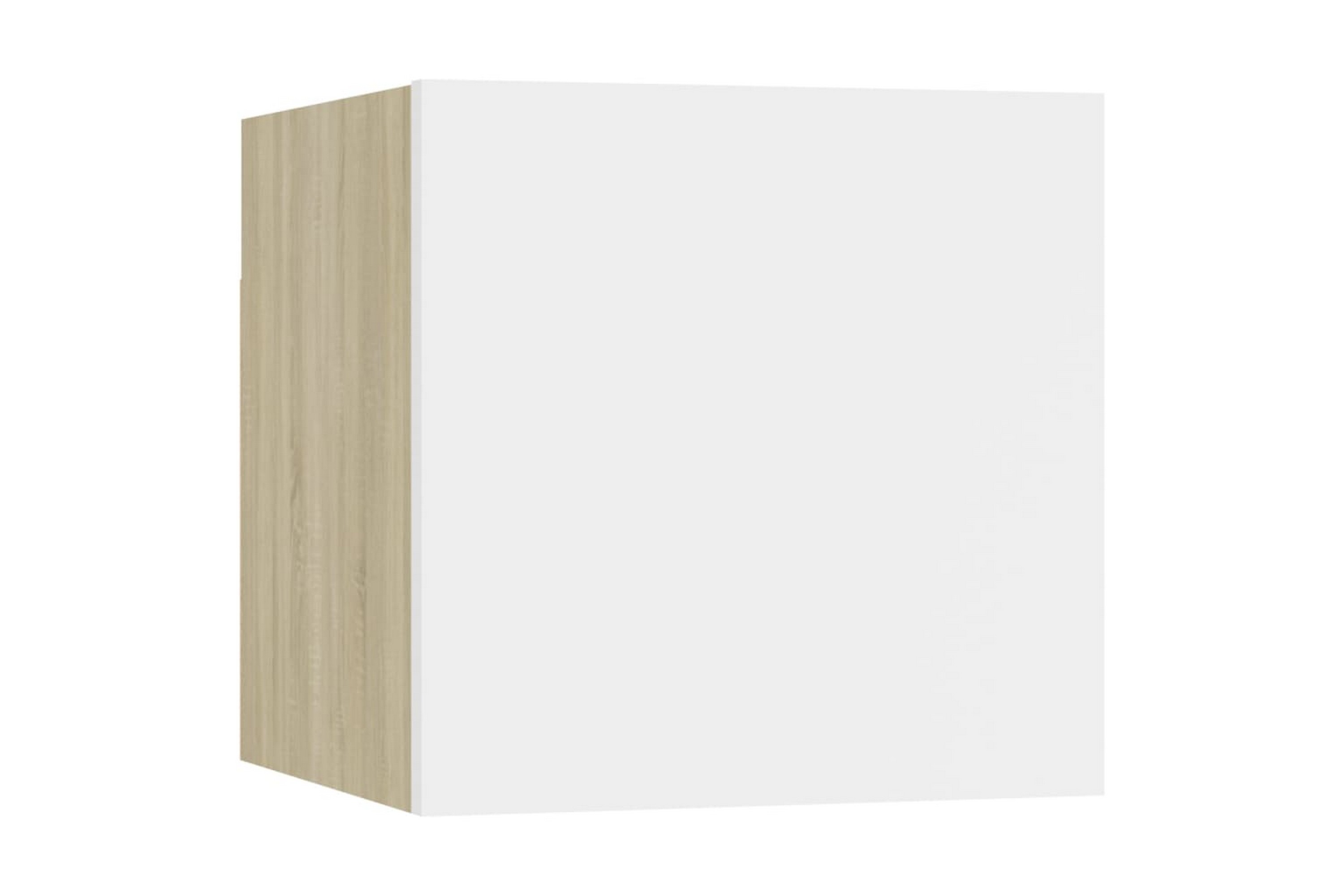 Nattbord 2 stk hvit og sonoma eik 30,5x30x30 cm sponplate - Beige