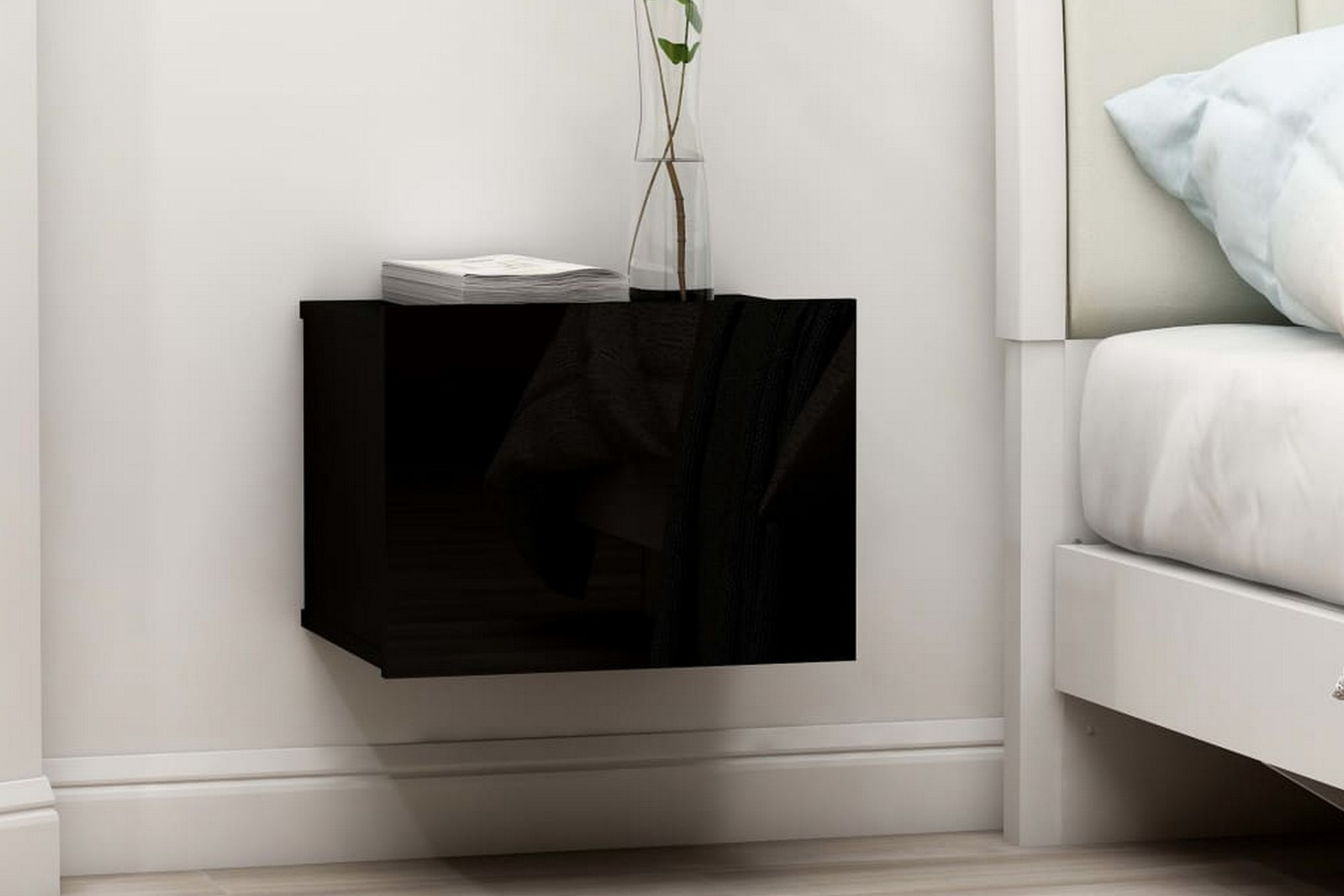 Be Basic Nattbord høyglans svart 40x30x30 cm sponplate - Svart