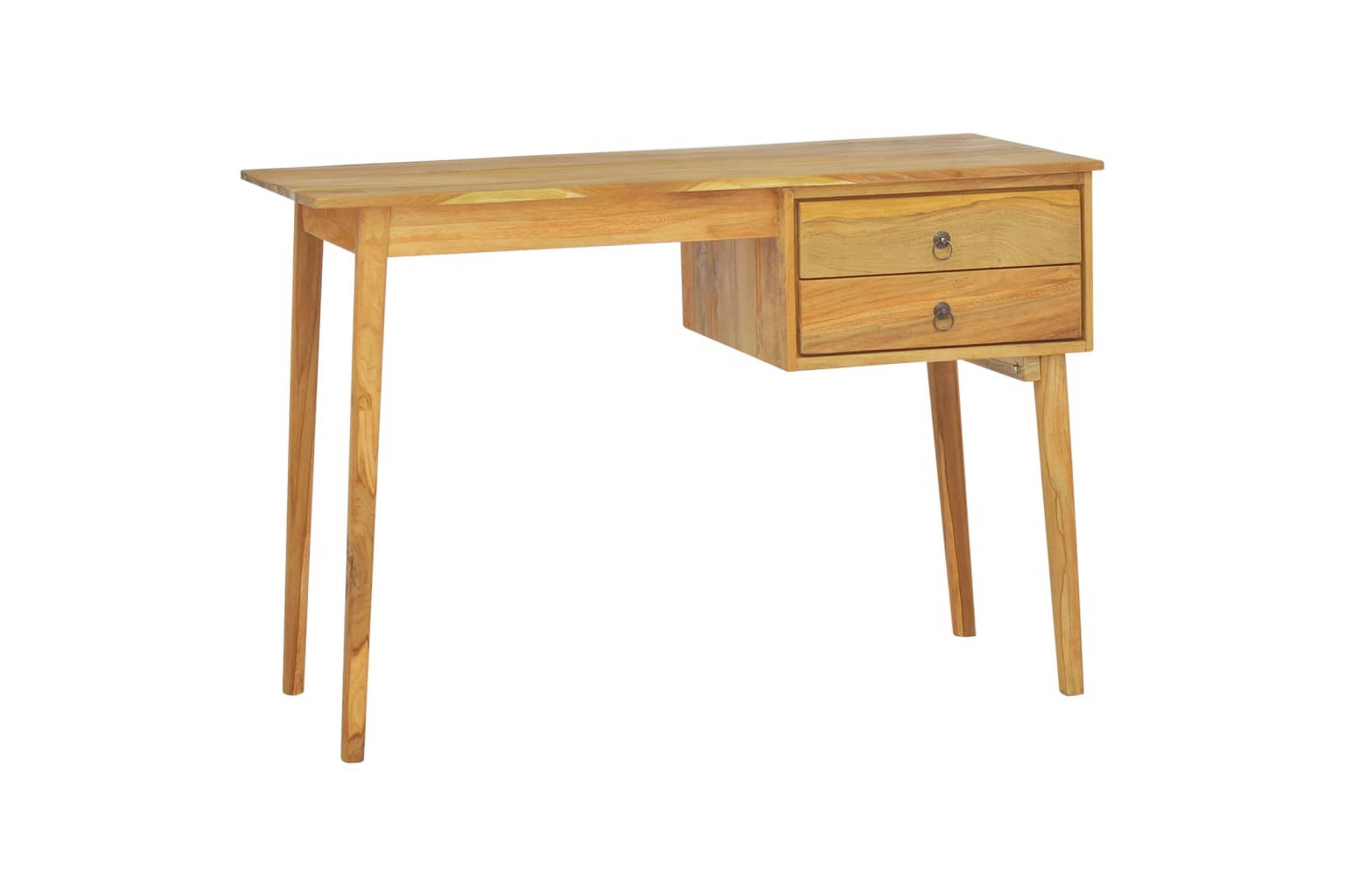 Skrivebord med 2 skuffer 110x52x75 cm heltre teak - Brun