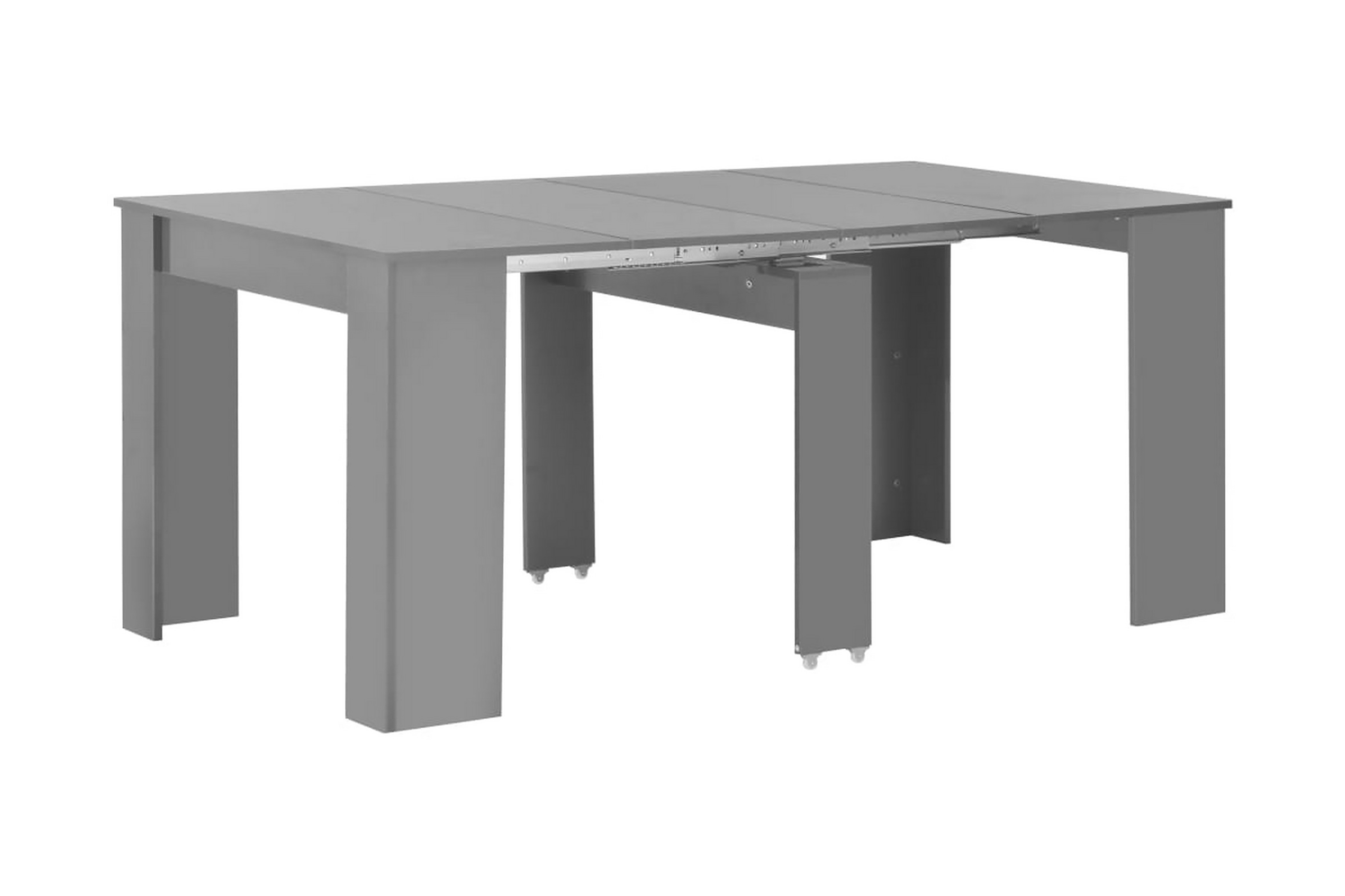 Be Basic Uttrekkbart spisebord høyglans grå 175x90x75 cm - Grå