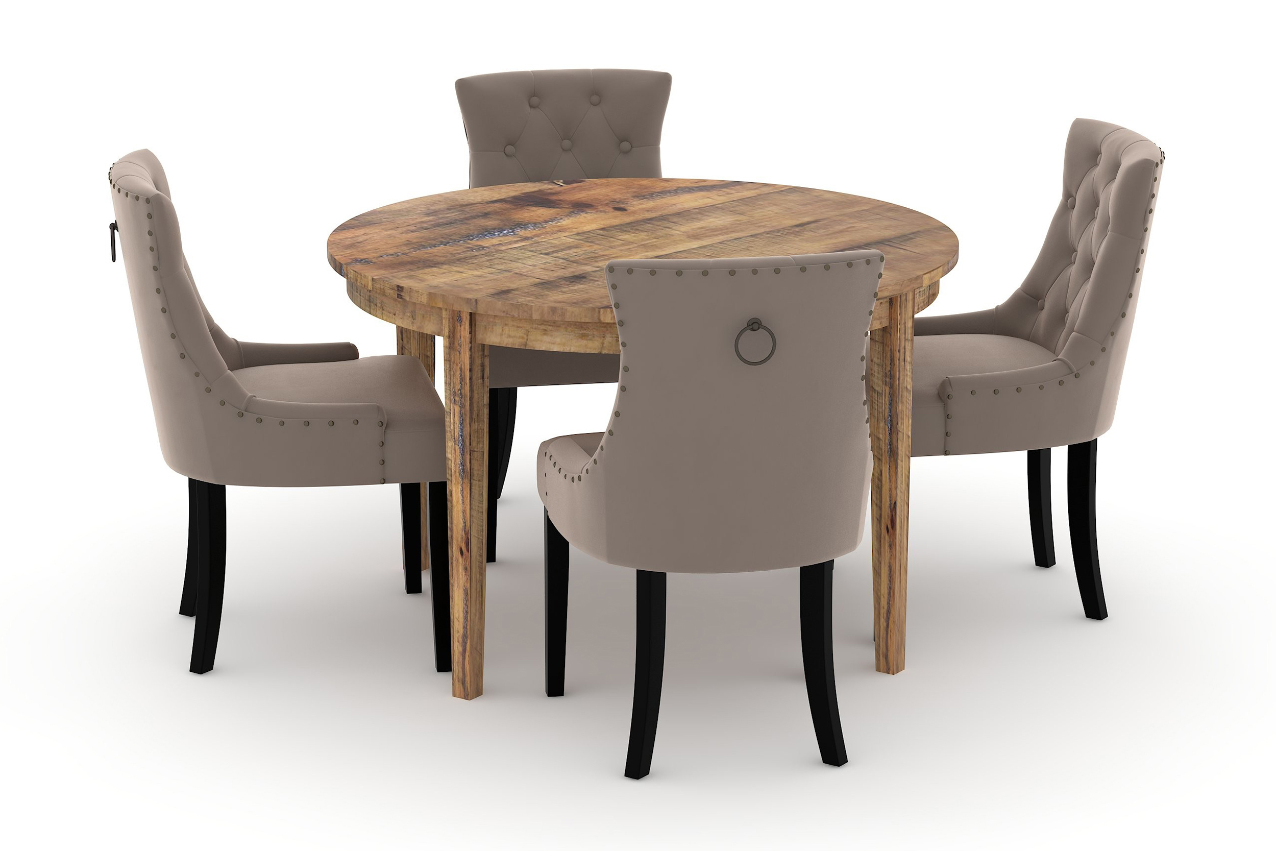 Spisebord Shikamaru 120 cm Rundt med 4 Kjøkkenstoler Ophelia - Hvit
