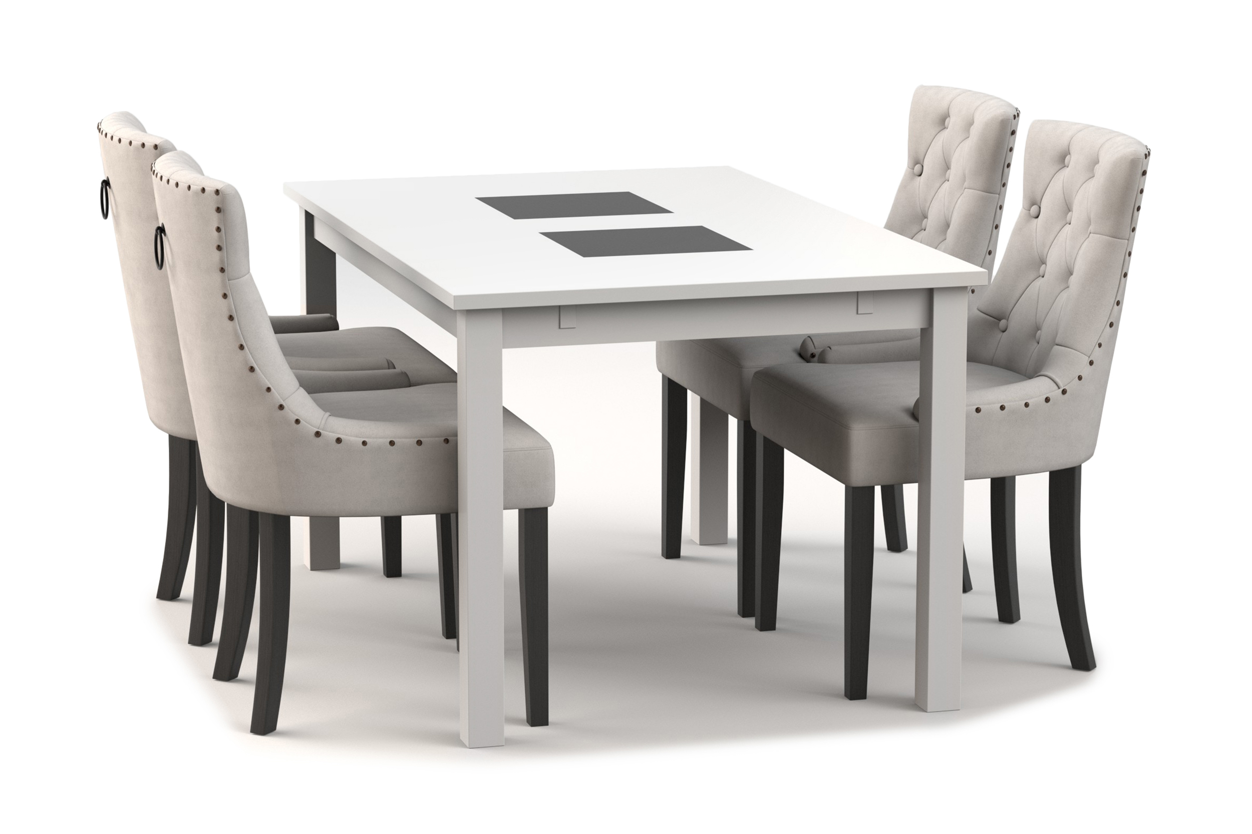 Spisebord Octavia Forlengbar 140 cm med 4 Kjøkkenstoler Ophe - Hvit