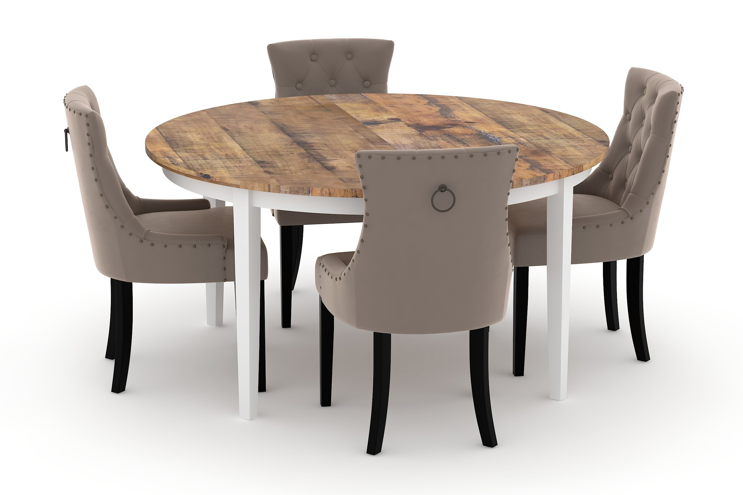 Spisebord Shikamaru 150 cm Rundt med 4 Kjøkkenstoler Ophelia - Antikk