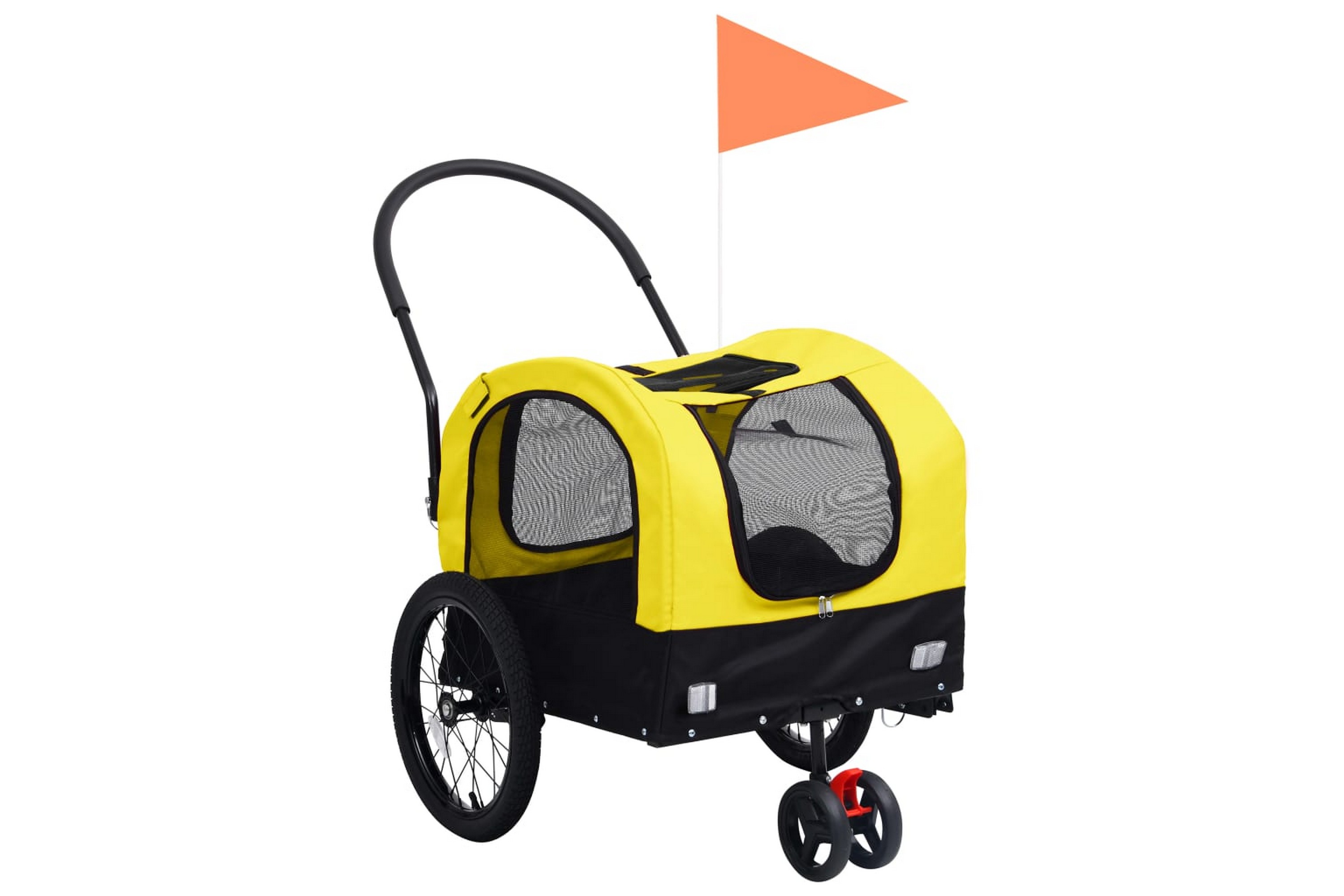 Be Basic 2-i-1 sykkeltilhenger og joggevogn for kjæledyr gul svart - Gul