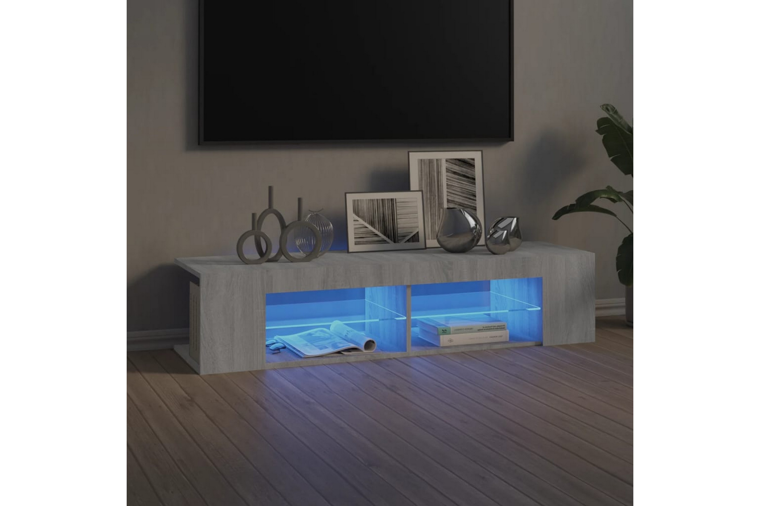Be Basic beBasic TV-benk med LED-lys grå sonoma 135x39x30 cm - GrÃ¥