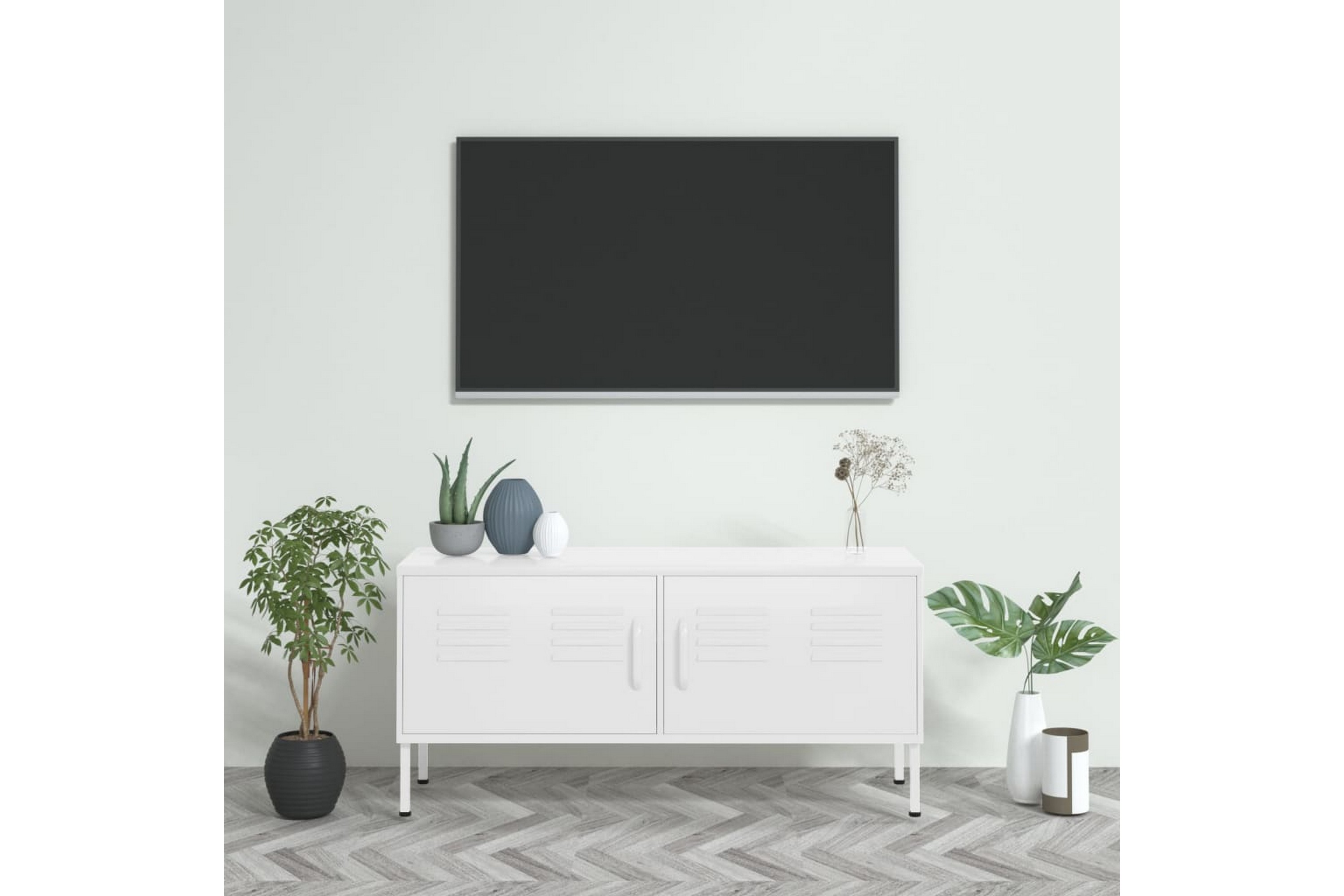 Be Basic TV-benk hvit 105x35x50 cm stål - Hvit