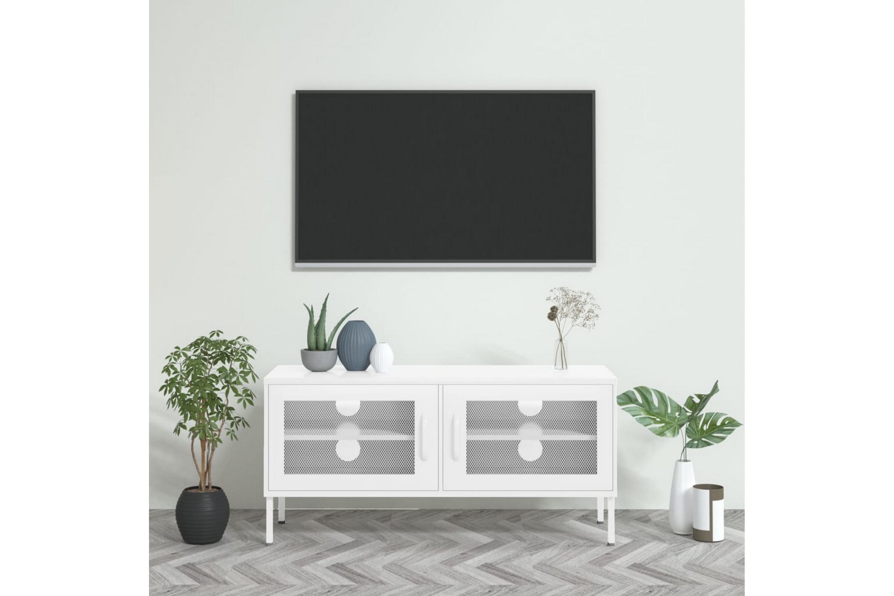 TV-benk hvit 105x35x50 cm stål - Hvit