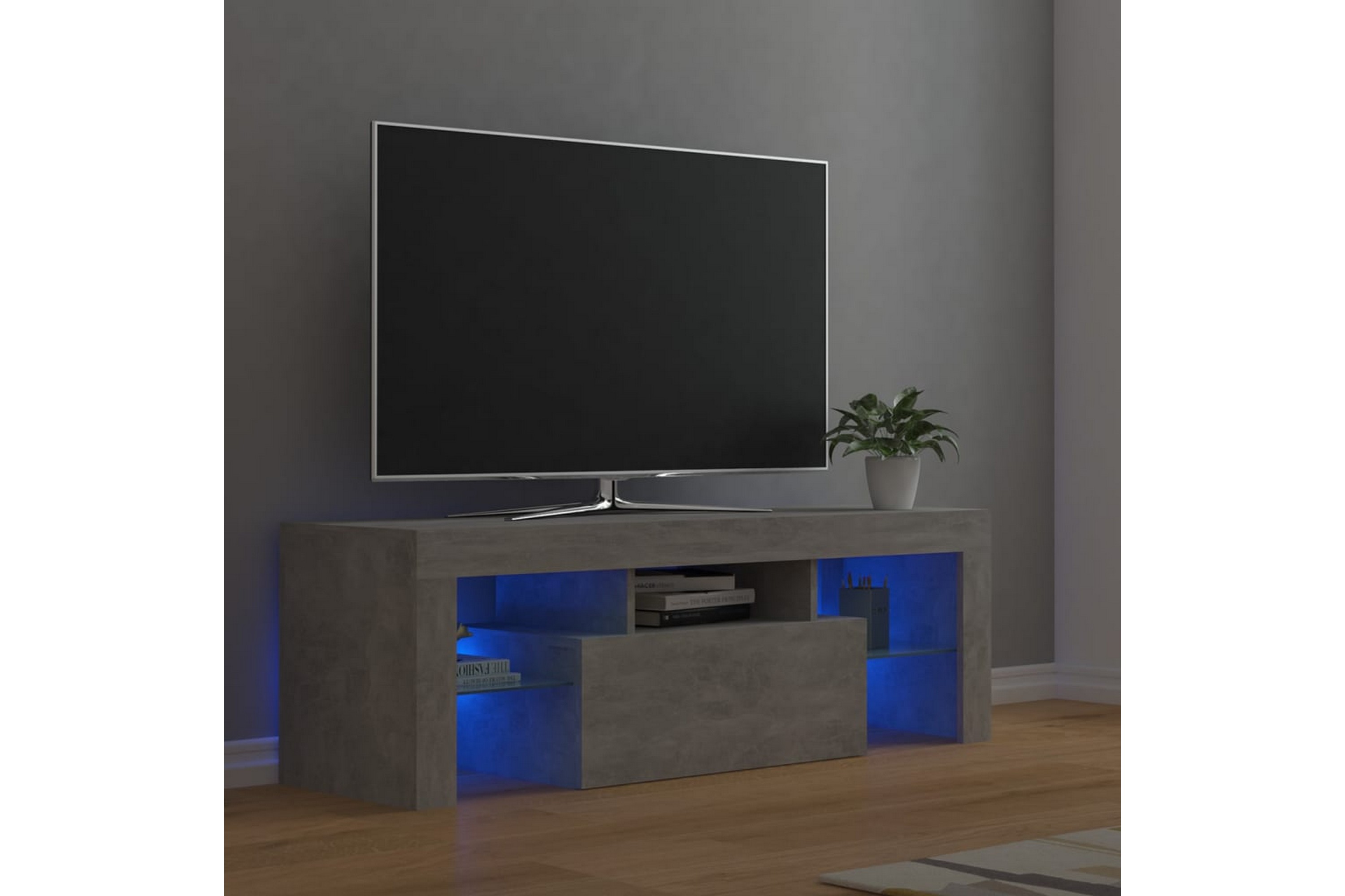 Be Basic TV-benk med LED-lys betonggrå 120x35x40 cm - Grå