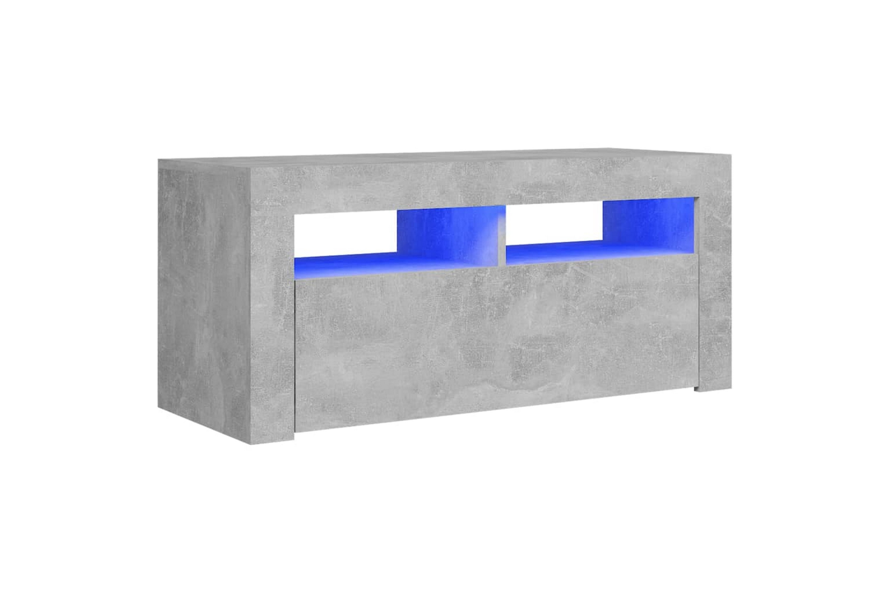 Be Basic TV-benk med LED-lys betonggrå 90x35x40 cm - Grå