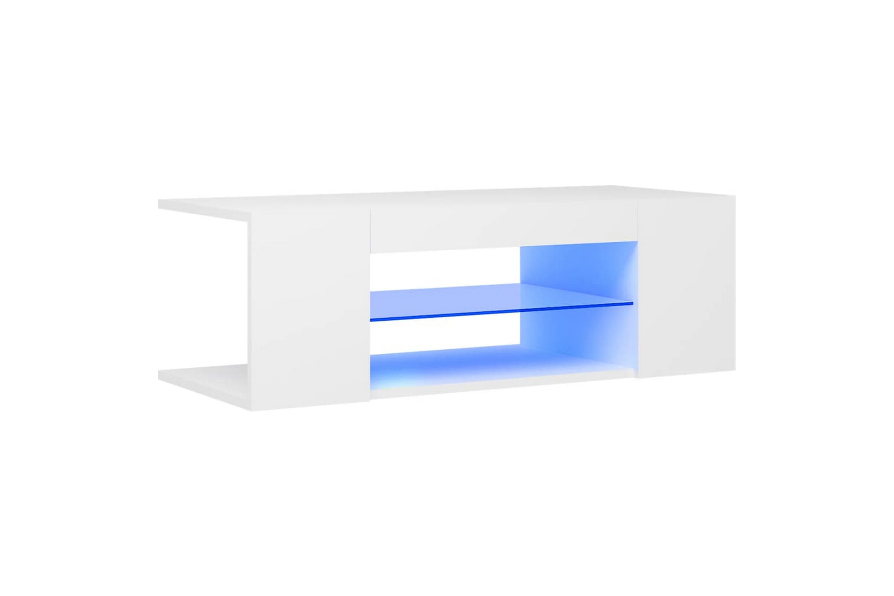 Be Basic TV-benk med LED-lys hvit 90x39x30 cm - Hvit
