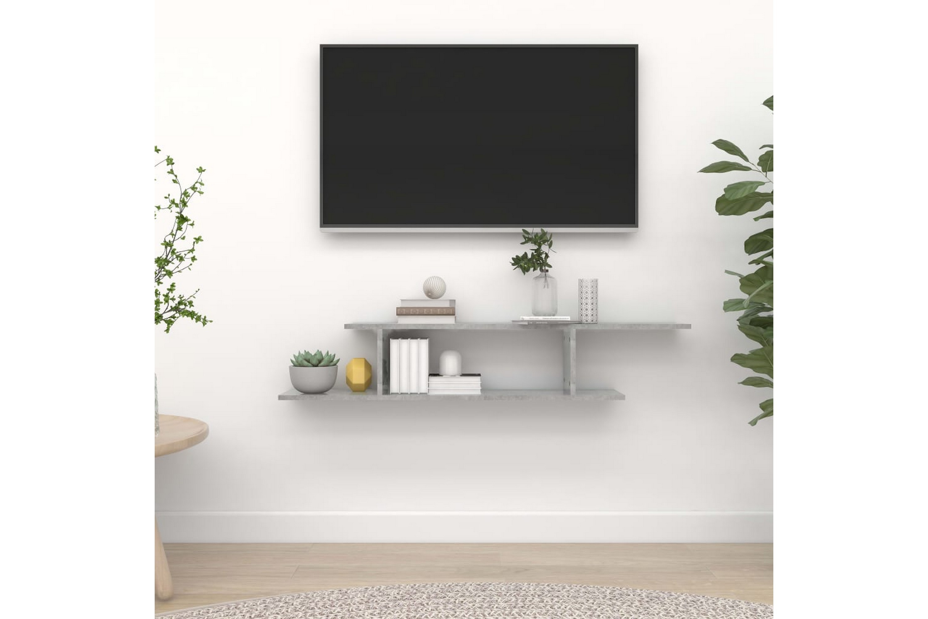 Be Basic Veggmontert TV-hylle betonggrå 125x18x23 cm sponplate - Grå