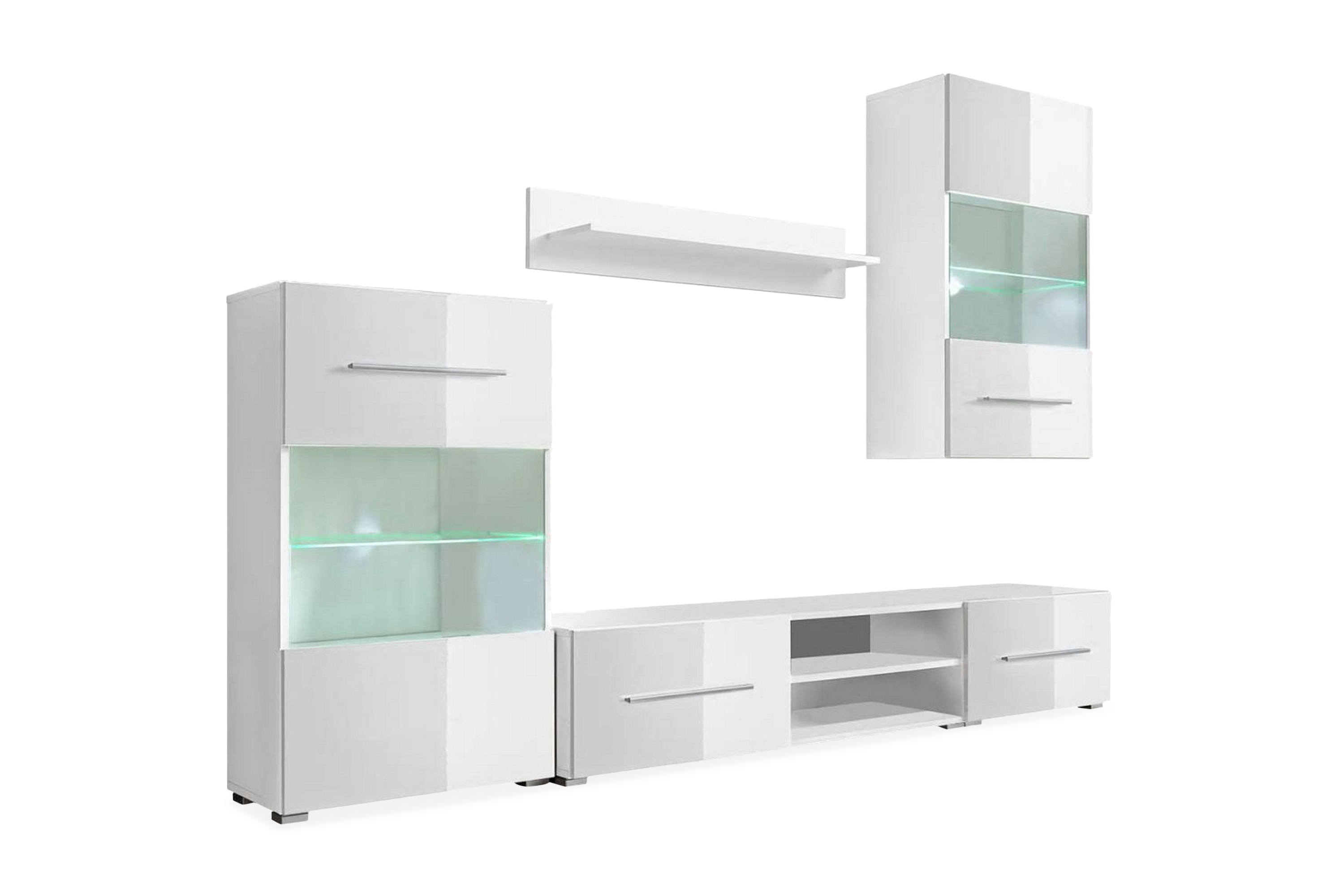 Be Basic TV-møbel med skap og LED-lys 5 deler hvit - Hvit