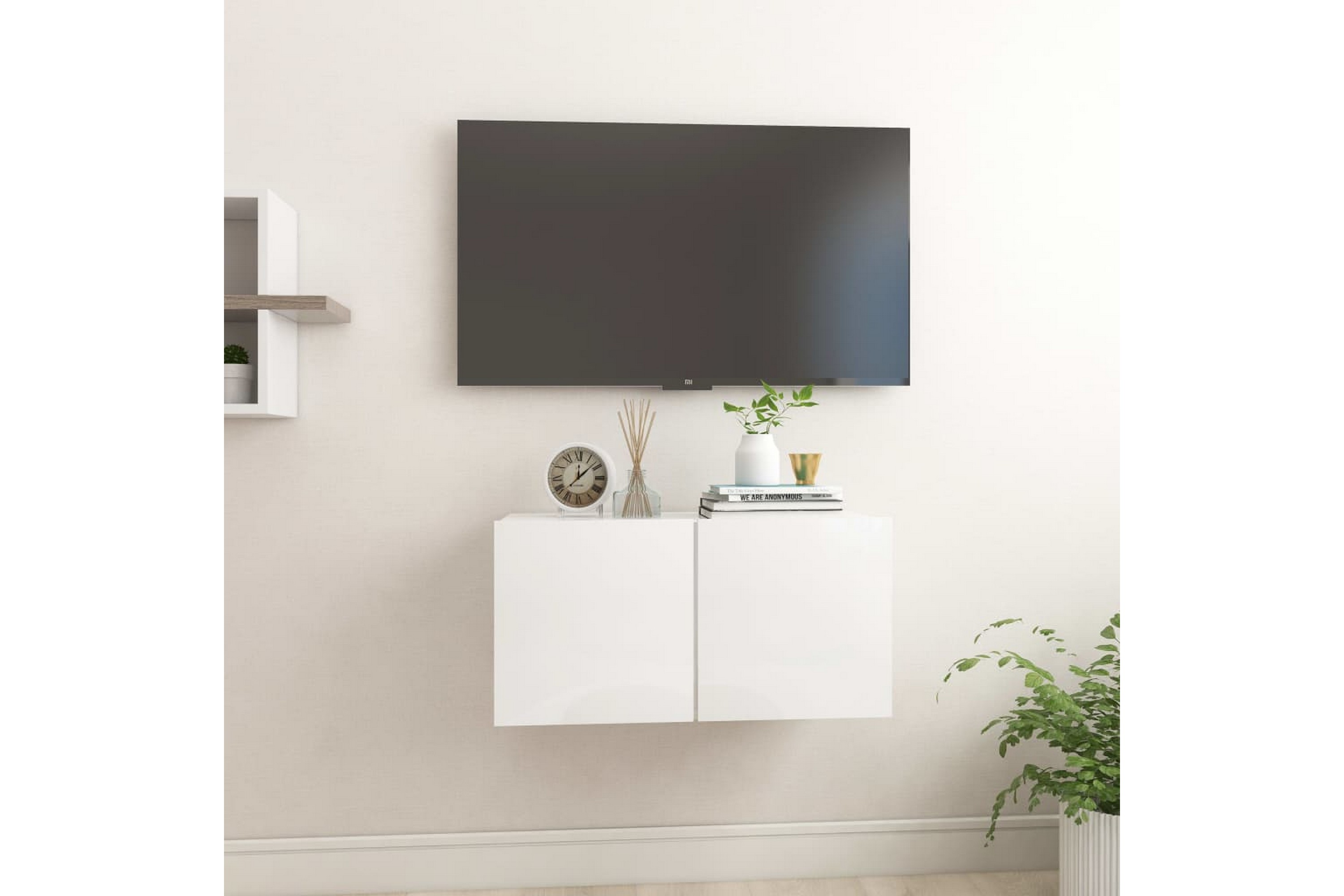 Be Basic Hengende TV-benk høyglans hvit 60x30x30 cm - Hvit