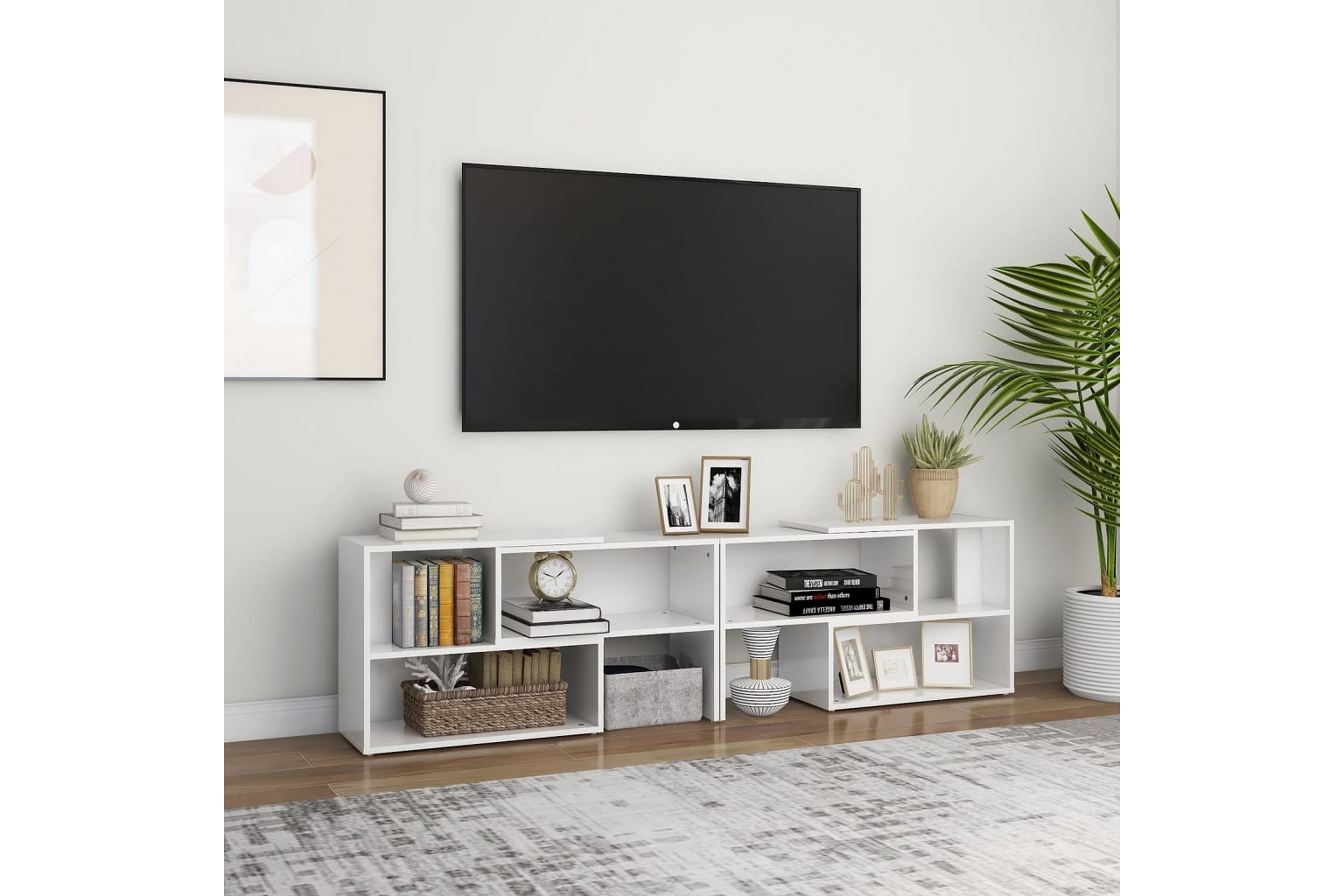 Be Basic TV-benk høyglans hvit 149x30x52 cm sponplate - Hvit