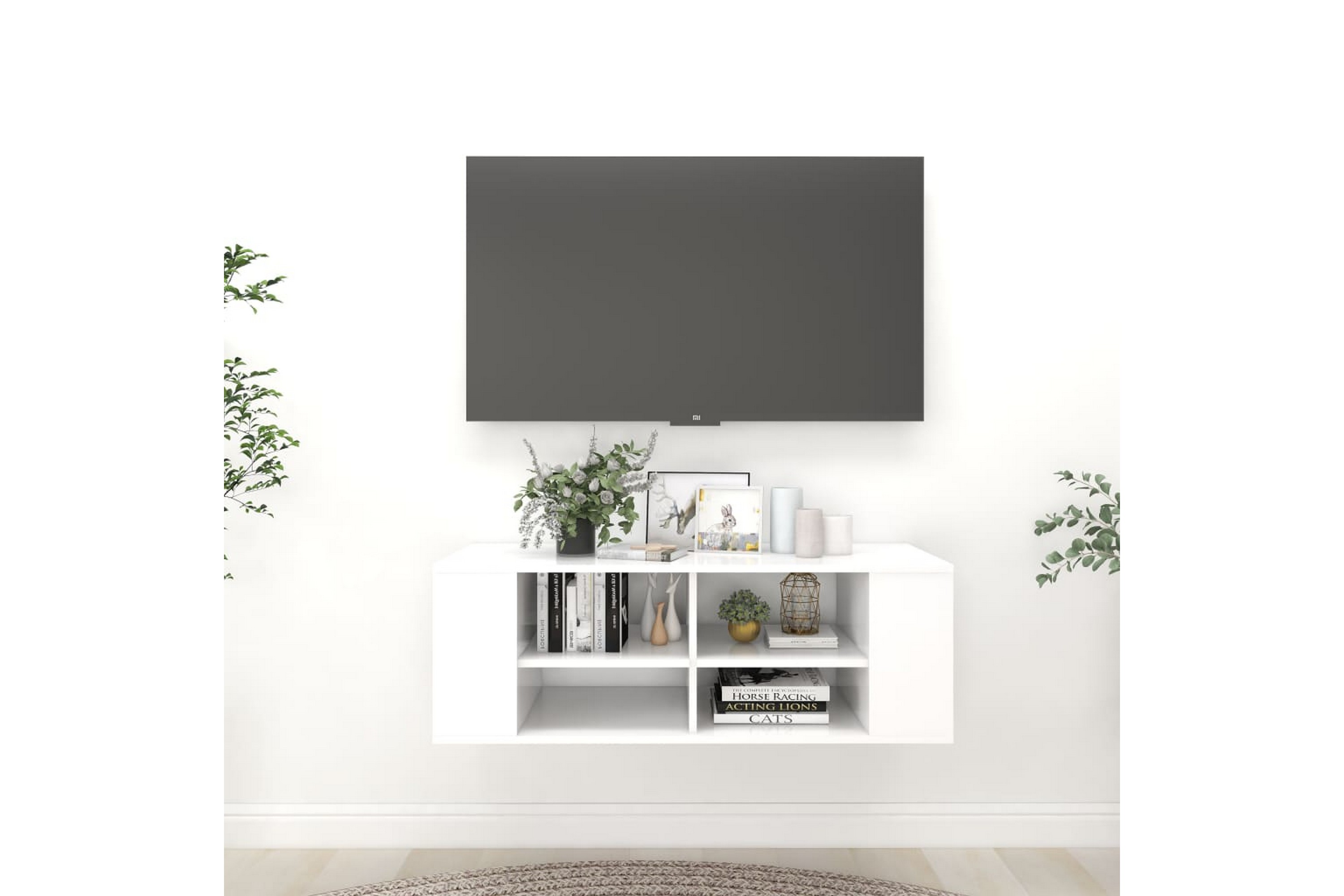 Be Basic Vegghengt TV-benk hvit 102x35x35 cm sponplate - Hvit