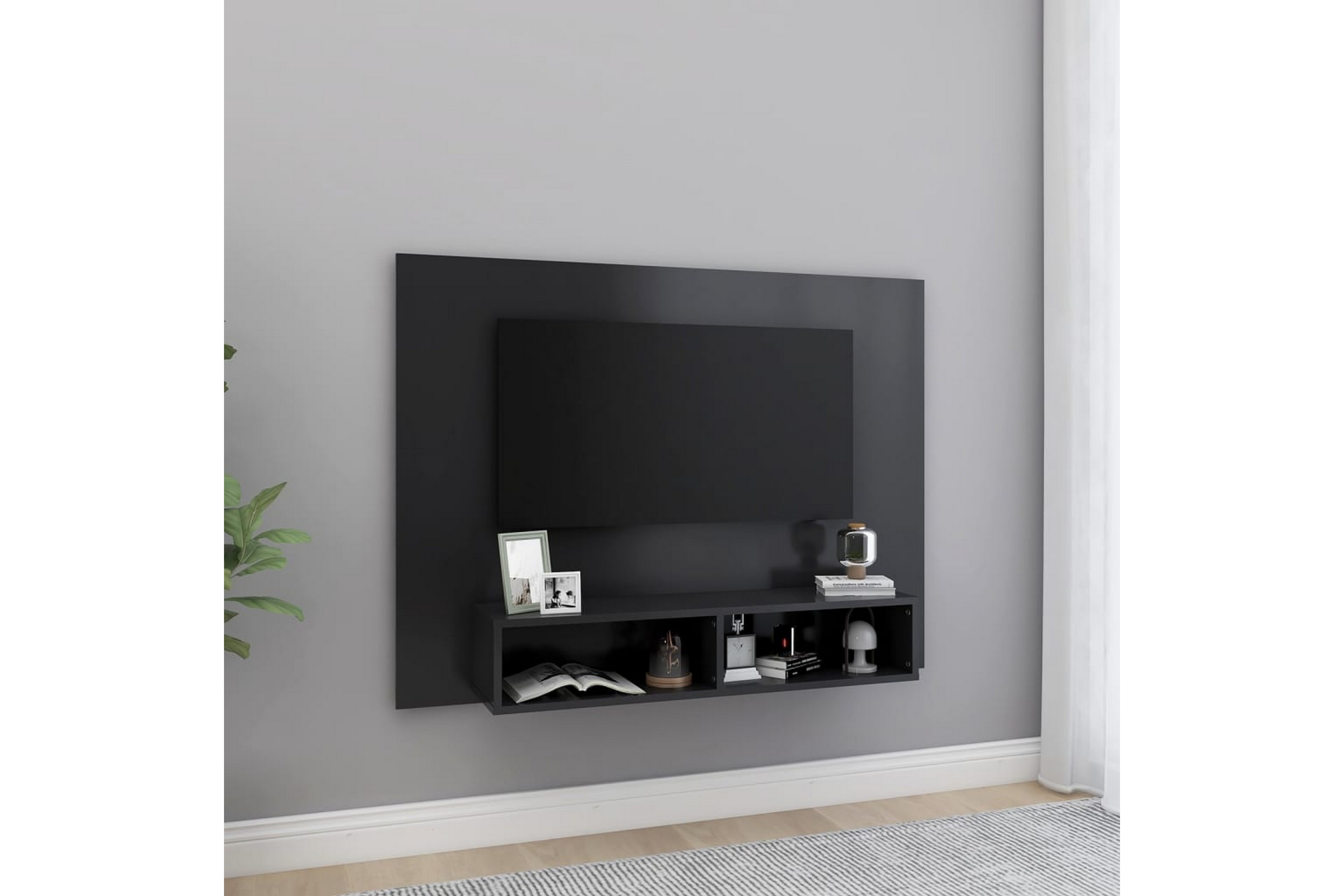 Be Basic Veggmontert TV-benk grå 120x23,5x90 cm sponplate - Grå