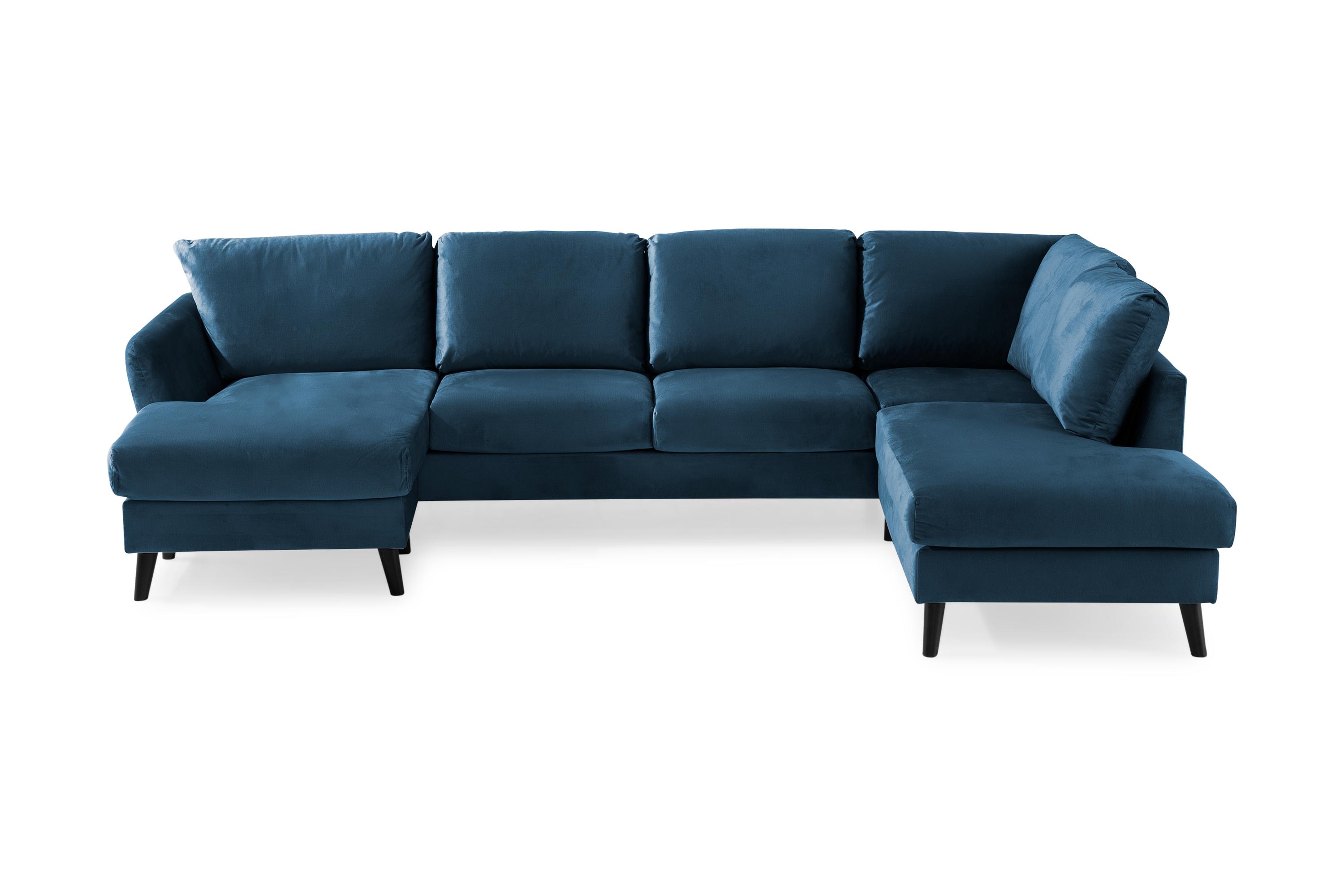 U-sofa Colt med Divan Venstre Fløyel - Midnattsblå