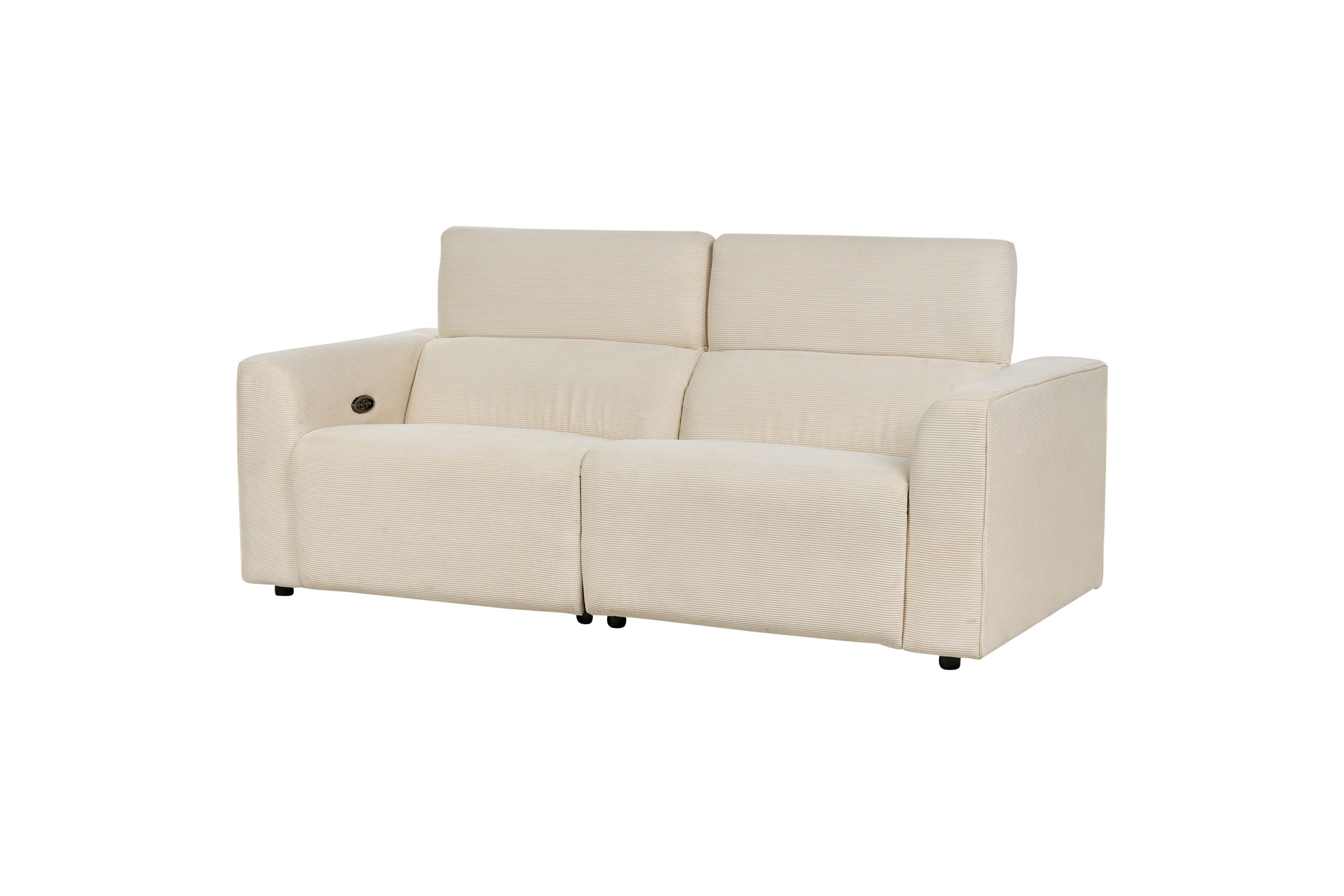 Elektrisk elektrisk hvilestol Sofa Beige Kordfløyel 2 seter Justerbar Fotstøtte og Nakkestøtte med USB-port