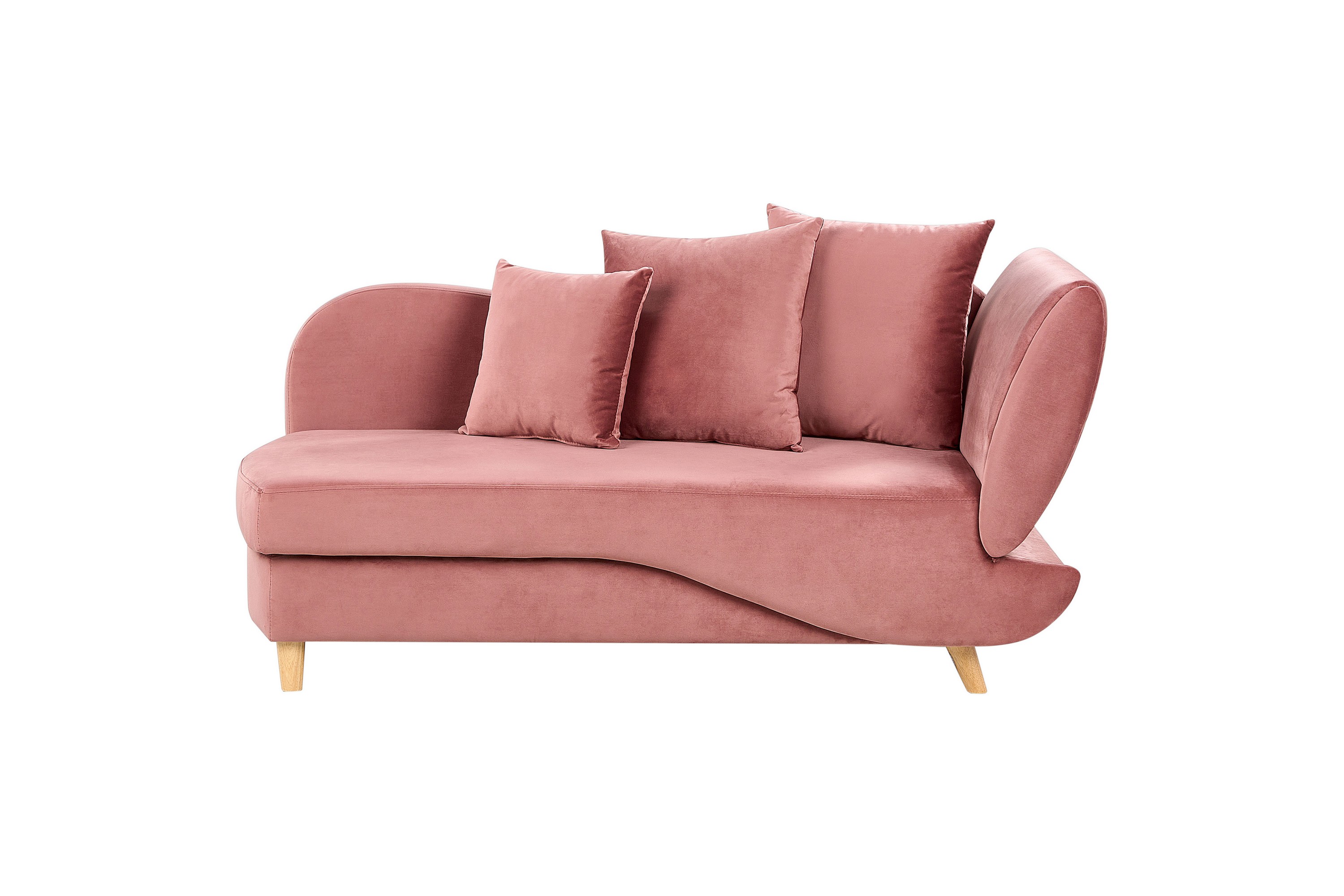 Sjeselong med oppbevaring Rosa Fløyel 2-seter Høyrevendt Justerbar ryggstøtte Sovefunksjon Moderne design